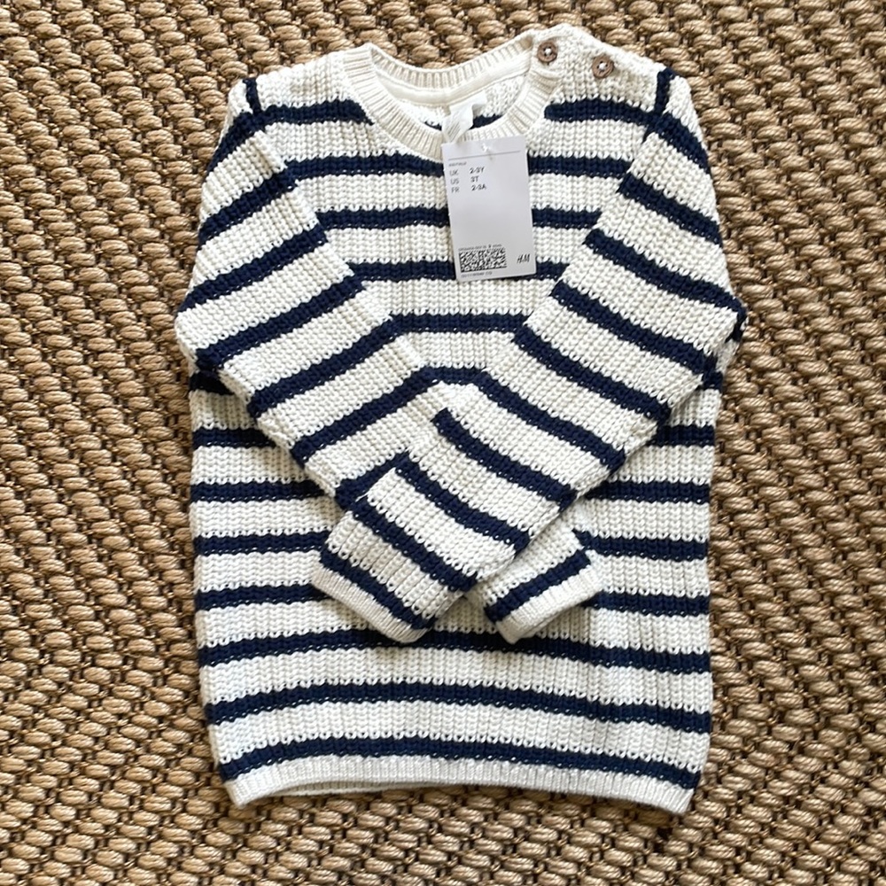 3 for $25❗️Toddler Girl/Boy Navy Striped Rib-Knit Sweater. Size 3T.